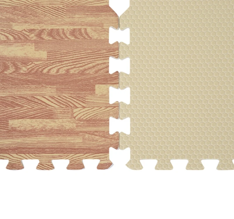 HOMCOM Tapete Puzzle 16 Peças 60x60x1cm 6m² Tapete de Proteção de Borracha Eva para Casa Academia Marrom