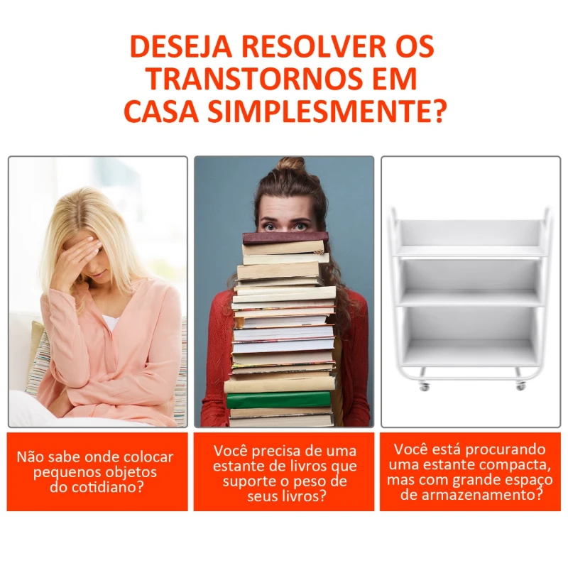 HOMCOM Estante Moderna com 6 prateleiras em forma de S Madeira 80 x 25 x 192 cm branco