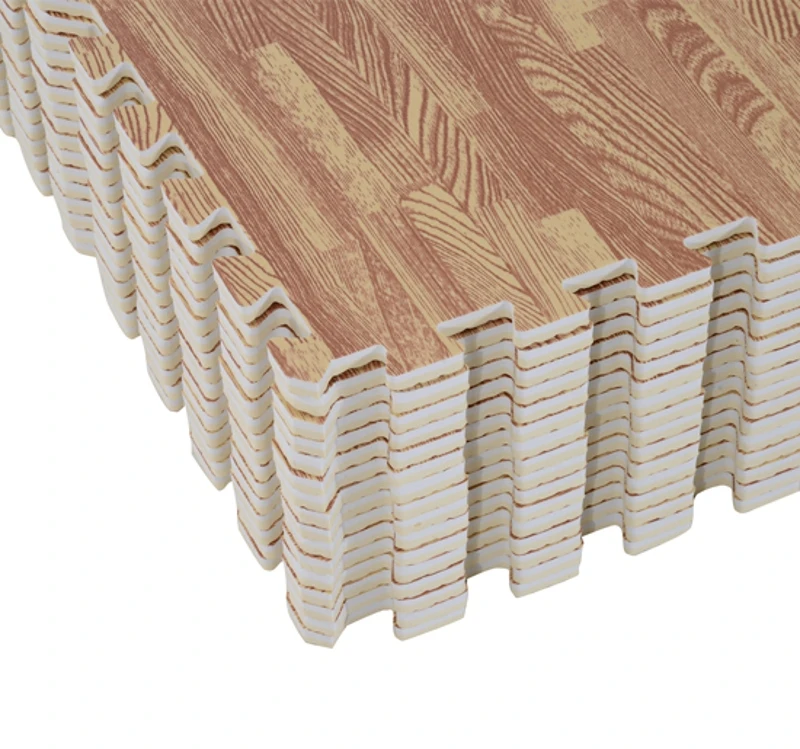 HOMCOM Tapete Puzzle 16 Peças 60x60x1cm 6m² Tapete de Proteção de Borracha Eva para Casa Academia Marrom