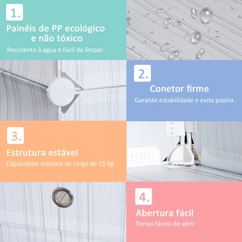 HomCom Armário Modular Plástico Branco Estante 5 Baldes Roupeiro Sapateiro Comoda Combinado Móvel Organizador Roupa Sapatos Acessório Brinquedos