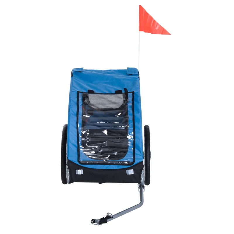 PawHut Reboque de Bicicleta para Cães Reboque de Bicicleta para Animais de Estimação com Bandeira Reflectores 130x73x90cm Azul