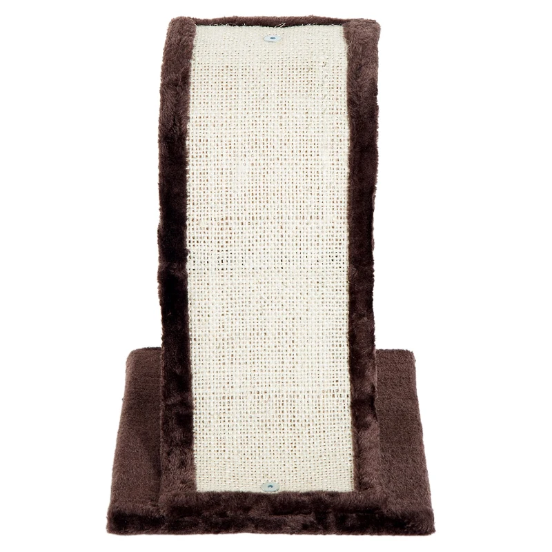 PawHut Arranhador para Gatos Centro de Atividades com Poste de Sisal Rampa e Brinquedo Suspenso 35x30x39 cm Marrom e Bege