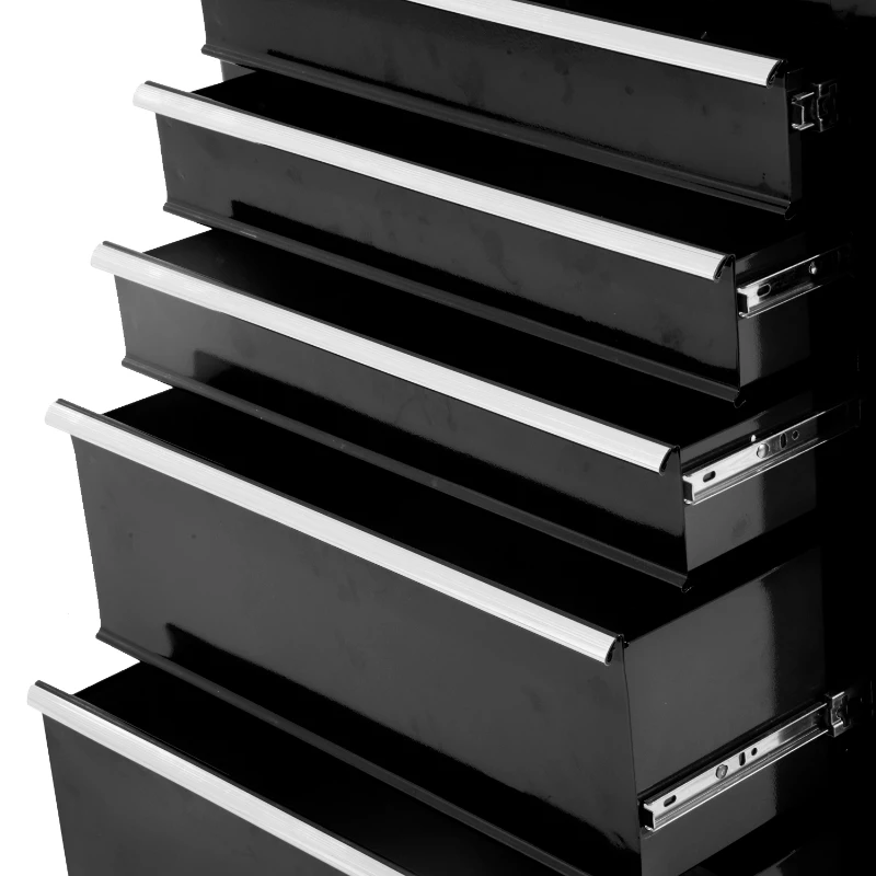 HOMCOM Carrinho de Ferramentas para Oficina com Rodas e 5 Gavetas Fechadura e Alça Lateral 61,5x33x85 cm Preto