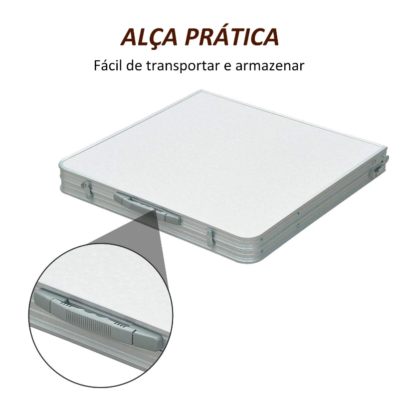 Outsunny Mesa de Campismo Dobrável Convertível em Mala com Altura Ajustável para Piquenique 120x60-54-70cm Prata