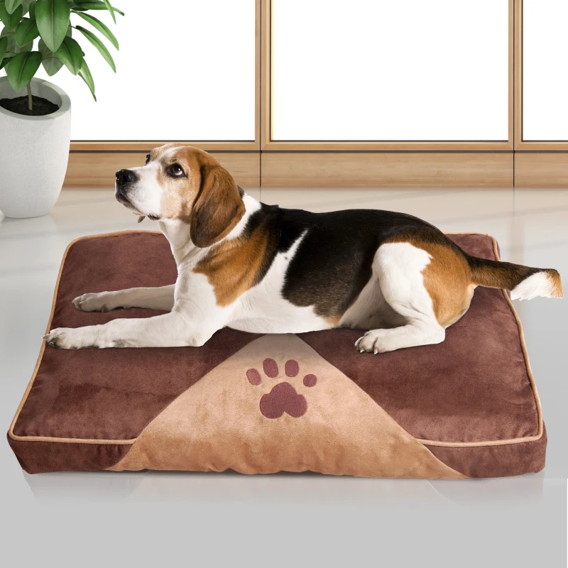 PawHut Cama para Animais de Estimação Cama para Cães e Gatos com Capa Removível e Lavável Antiderrapante 100x70x7cm Marrom