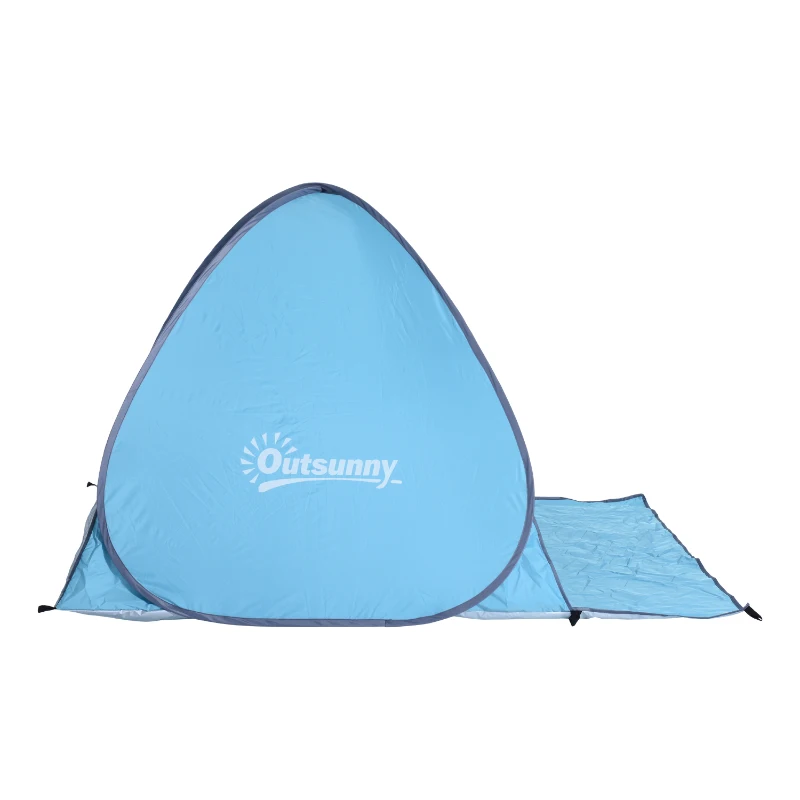 Outsunny Tenda de campismo para praia Camping Picnic Azul - Poliéster e Aço - 200x150x119 cm
