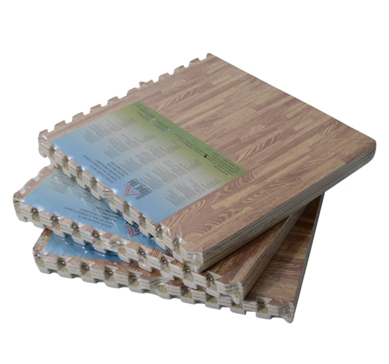 HOMCOM Tapete Puzzle 16 Peças 60x60x1cm 6m² Tapete de Proteção de Borracha Eva para Casa Academia Marrom