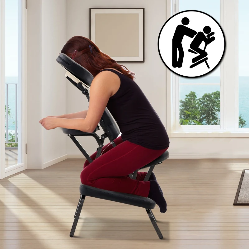 HOMCOM Cadeira de Massagem Dobrável Portátil Ajustável com Saco de Transporte Aço Carga 150kg