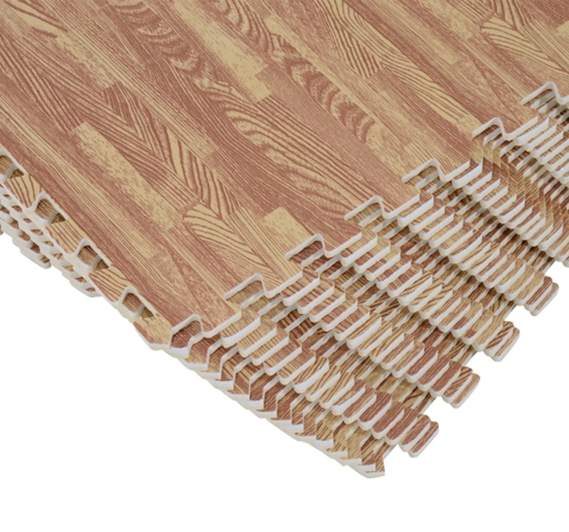 HOMCOM Tapete Puzzle 16 Peças 60x60x1cm 6m² Tapete de Proteção de Borracha Eva para Casa Academia Marrom