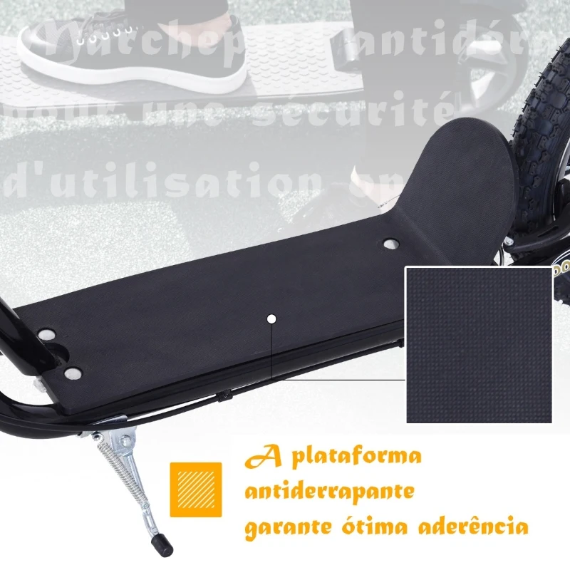 HOMCOM Trotinete com 2 Rodas de 16 Polegadas Trotinete para Crianças com Altura Ajustável e Freio 143x58x92-100 cm Preto