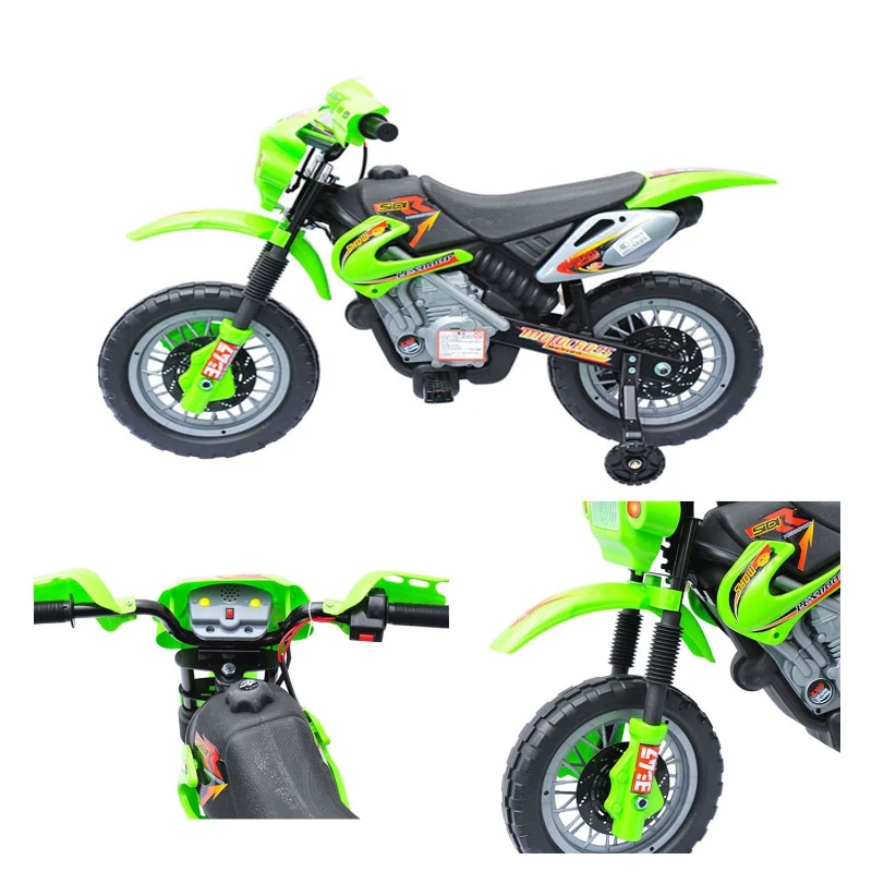 HOMCOM motocicleta elétrica infantil para crianças a partir de 3 anos 6V e rodas de apoio cor verde