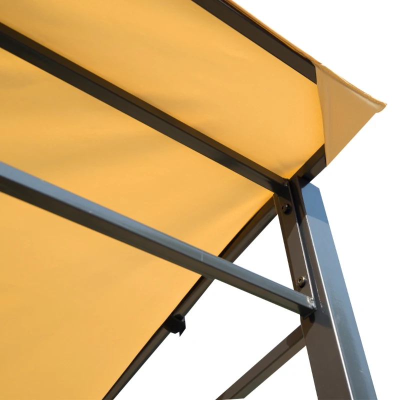 Outsunny Pérgola de Jardim Pérgola para Churrasqueira com 10 Ganchos Teto Curvo para Churrasqueira Festas ao Ar Livre 215x150x220 cm Ocre