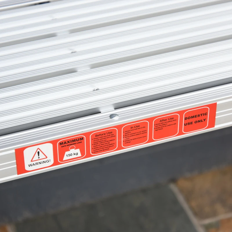 HOMCOM Plataforma de Trabalho de Liga de Alumínio Plataforma de Trabalho Dobrável com Pés Antiderrapantes 113x41x48,5cm Prata