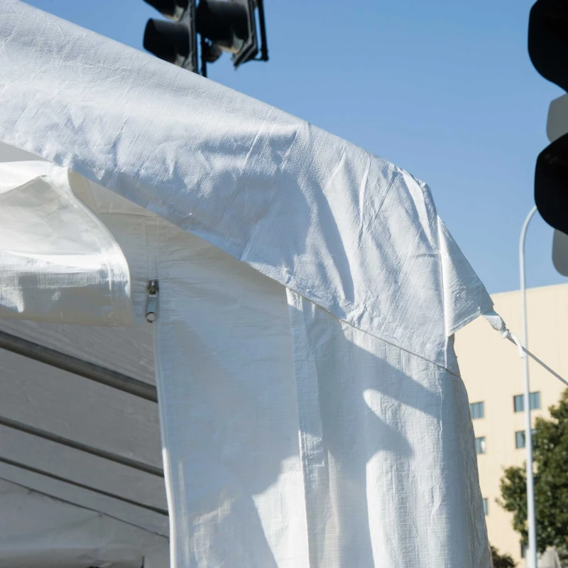 Outsunny Tenda para Festas 8x4m Tenda de Jardim com 4 Paredes Laterais 8 Janelas para Festas Eventos Casamento Aço PE Branco