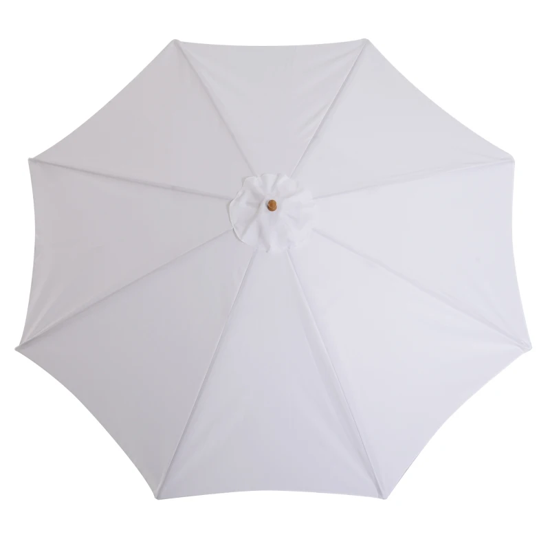 Outsunny Chapéu de Sol de Jardim Ø300x250cm com Sistema de Polia Teto Ventilado e Mastro Desmontável de Madeira para Terraço Pátio Exterior Branco