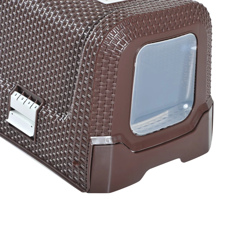 PawHut Caixa de Areia para Gatos com Alça de Transporte Bandeja Removível e Pá 54x42x41 cm Marrom