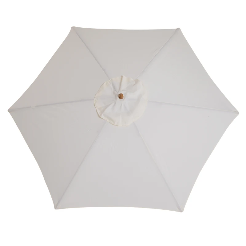 Outsunny Chapéu de Sol Ø250x225cm Chapéu de Sol com Mastro de Madeira com 6 Hastes Sistema de Polia com Fixação para Jardim Pátio Terraço Creme