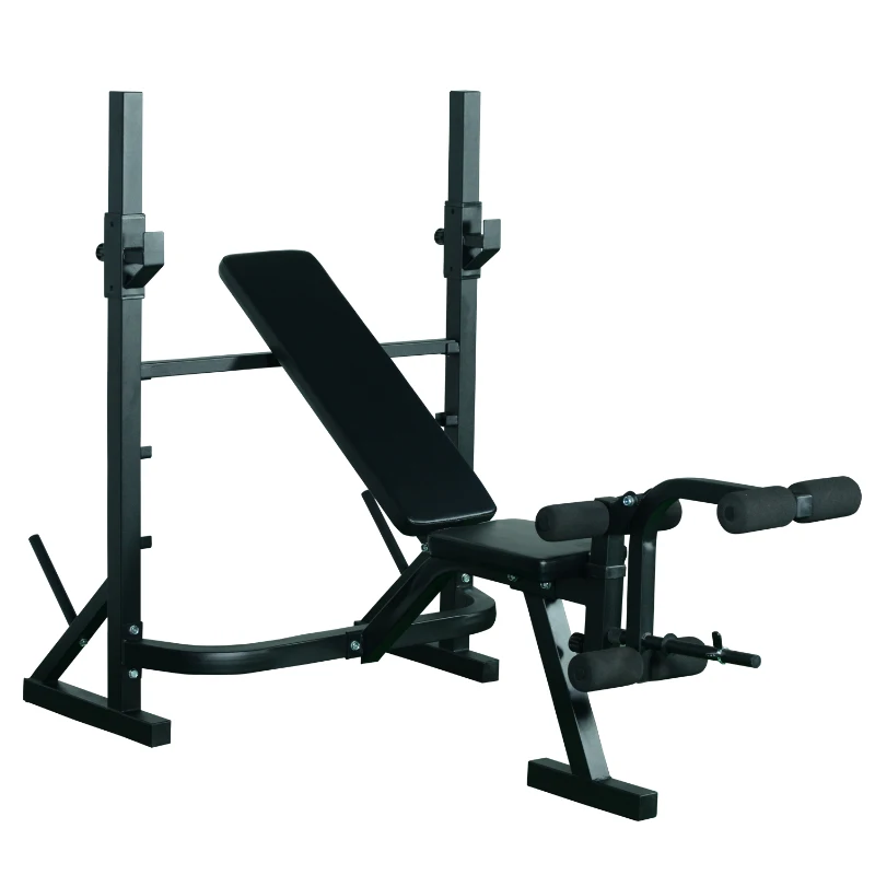HOMCOM Banco de Musculação Multifuncional com Altura Ajustável de 3 Níveis para Treino de Corpo Inteiro 175x98x130 cm Preto