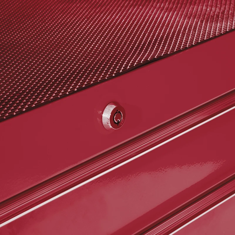 HOMCOM Carrinho de Ferramentas para Oficina com Rodas e 5 Gavetas Fechadura e Alça Lateral 61,5x33x85 cm Vermelho