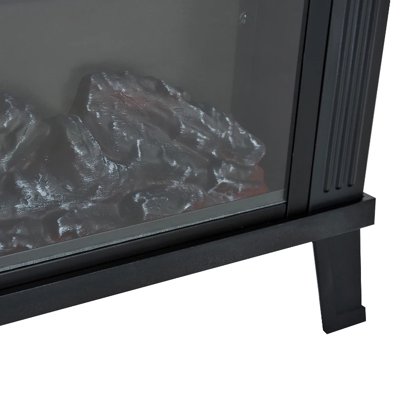 HOMCOM Lareira Elétrica com Efeito de Chama Realista Potência Ajustável 600W/1200W para Ambientes entre 13-18㎡ 34x17x31cm Preto
