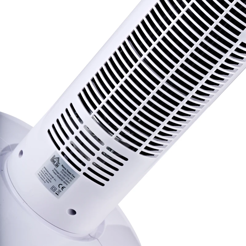 HOMCOM Ventoinha de Coluna com Controlo Remoto Oscilação de 70° 3 Modos 3 Velocidades e Temporizador Ø32x96 cm Branco e Preto