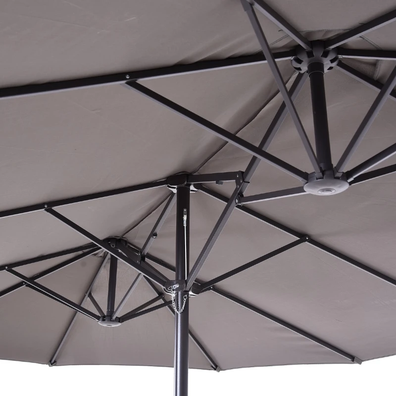 Outsunny Chapéu de Sol Duplo para Jardim 4,6x2,7x2,4m Chapéu de Sol Anti UV com Manivela para Exterior Cinza