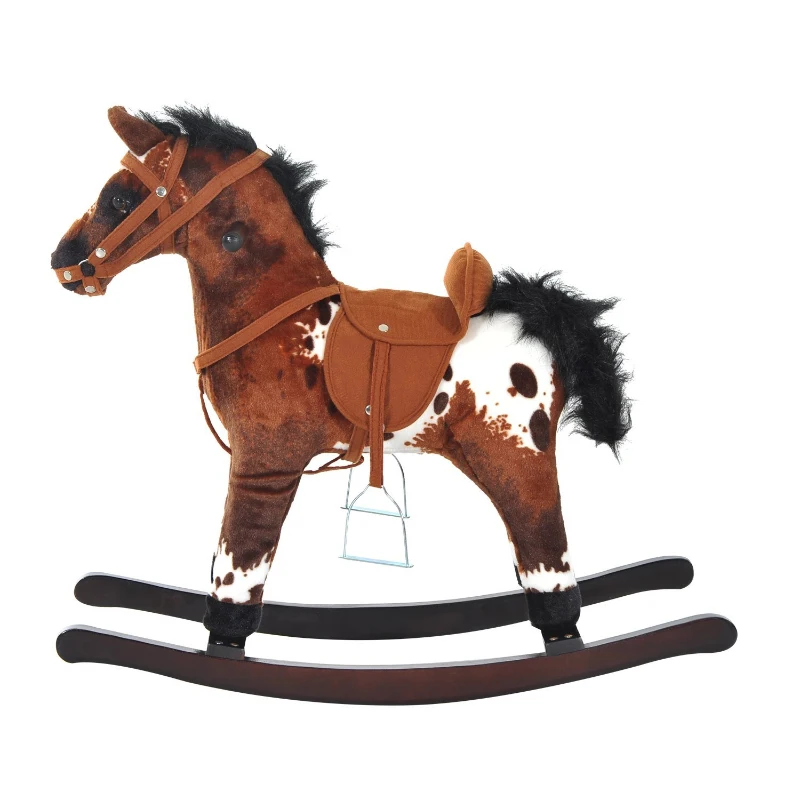 HOMCOM Cavalo de balanço de pelúcia para crianças acima de 36 meses 71x28x60cm