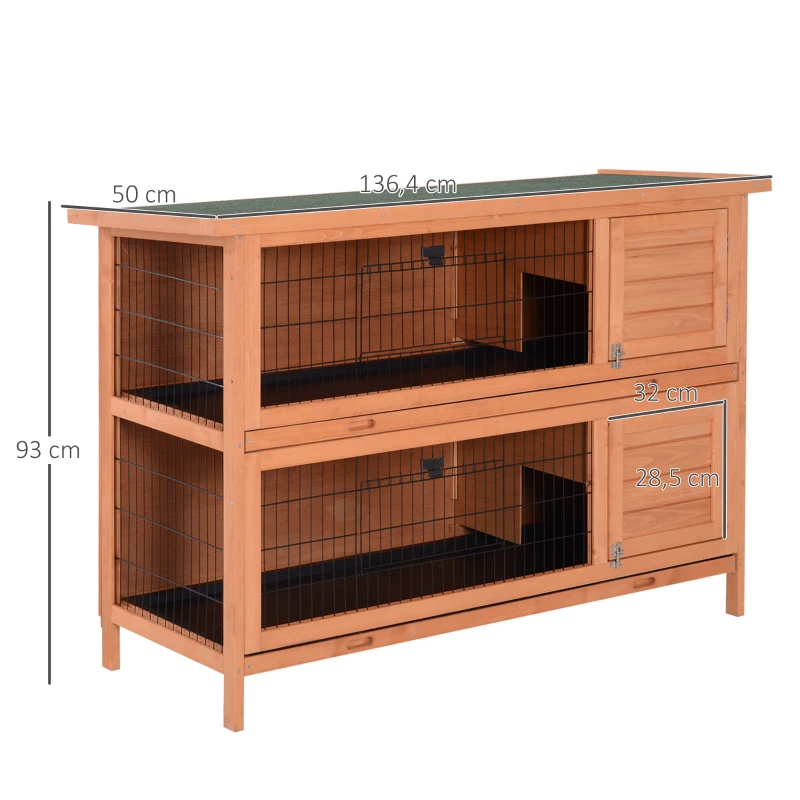 PawHut Coelheira Madeira de Exterior  2 Níveis  136,4x50x93 cm