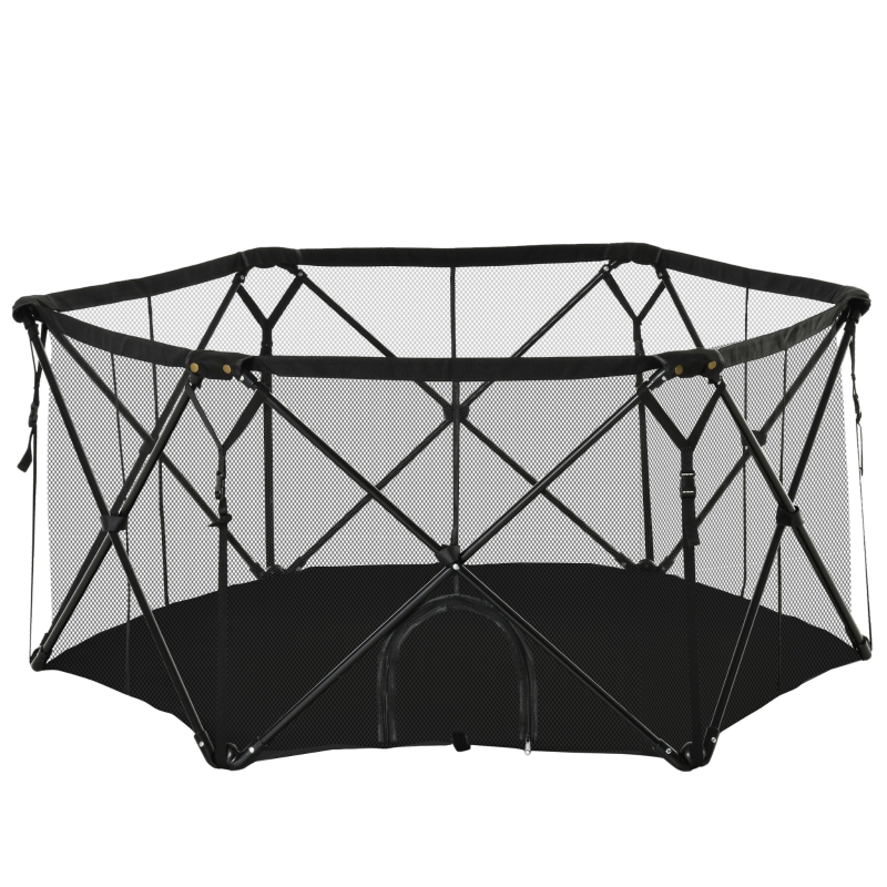 PawHut Parque para Animais de Estimação Dobrável e Portátil Parque para Cães Pequenos com Bolsa de Transporte para Interior e Exterior 148x134x67cm Preto