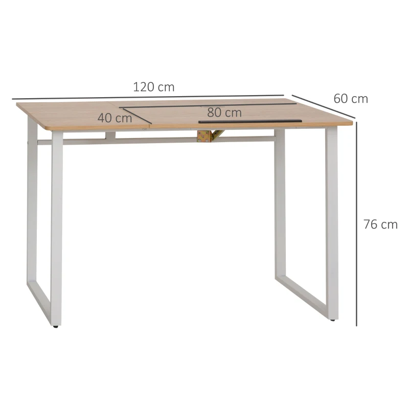 HOMCOM Secretária para escritorio Placa de ângulo ajustável 120x60x76cm