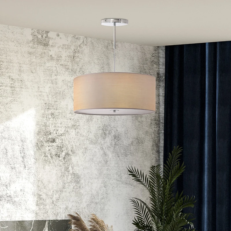 HOMCOM Lâmpada de suspensão Ø59x44 cm com luzes LED 35W com 3 modos de cor e suporte de metal cinza