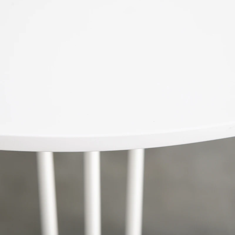 HOMCOM Mesa de Sala de Jantar Redonda com Pés em Forma de Garfo Metálicos Estilo Moderno para Cozinha Sala de Estar Cafeteria Ø70x75cm Branco