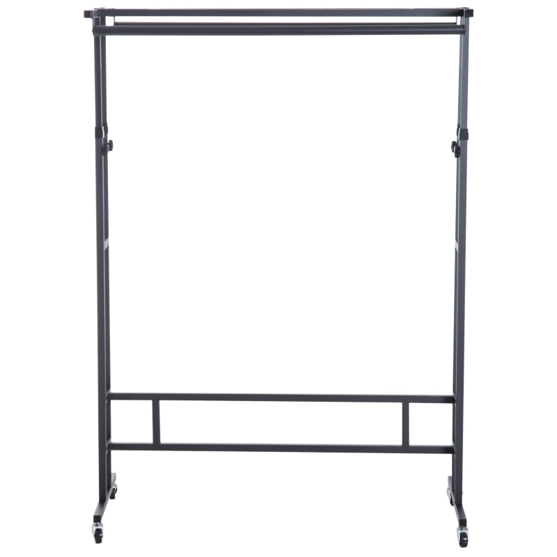 HomCom® Cabide Burro Ajustável com Rodas Barra para Pendurar Roupa com Estante Superior Cabide de Pé