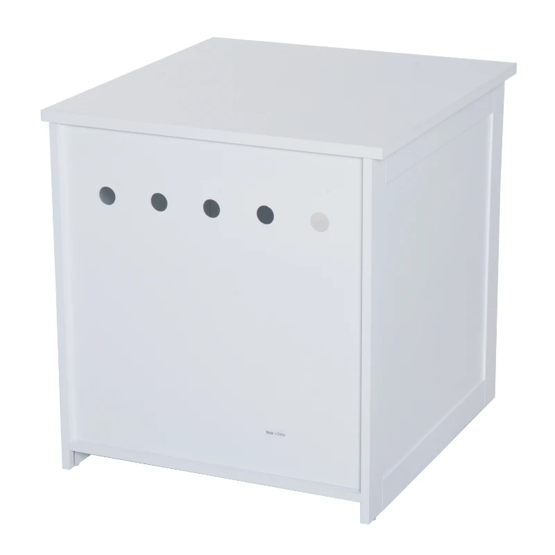 PawHut Casa para Gatos com Desenho 2 em 1 Casa para Animais de Estimação e Caixa de Areia com Porta com Fechadura Magnética 51x48x51cm Branco