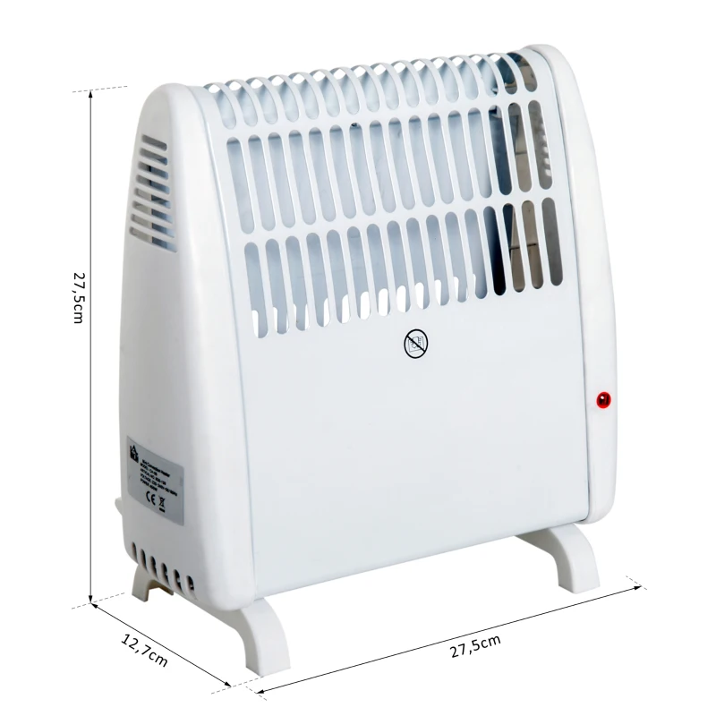 HomCom® Mini Aquecedor 400-450W Aquecedor Eléctrico com Termóstato Temperatura Ajustável 0-90℃ 27.5x12.7x27.5cm