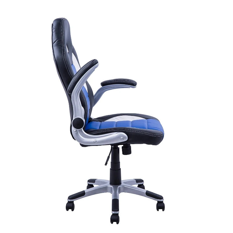 HOMCOM Cadeira de escritório gaming ergonômica altura ajustável preto azul e branco