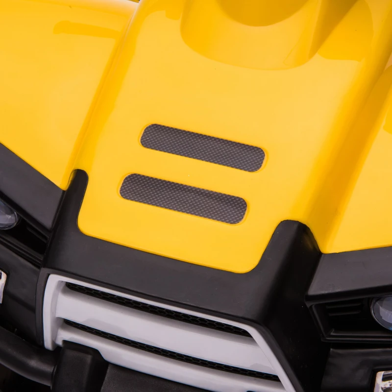 HOMCOM Quadriciclo Elétrico para Crianças de 18-36 Meses  Bateria 6V Faróis Buzina Velocidade 0-3km/h Avanço e Recuo 65x40x43cm Amarelo
