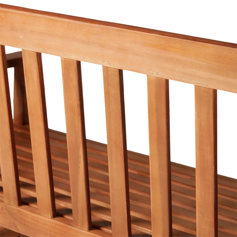 Outsunny Banco de Jardim de Madeira de Acácia Banco Clássico para Jardim com Desenho de Ripas para Exterior Varanda Pátio 145x66x89cm