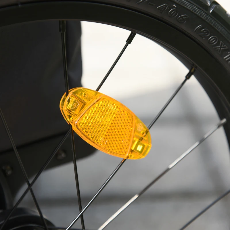 HOMCOM Reboque de criança 3 em 1 de 2 lugares para crianças acima de 6 meses Dobrável com barra rodas giratórias e guiador ajustável 150x85x107cm Vermelho