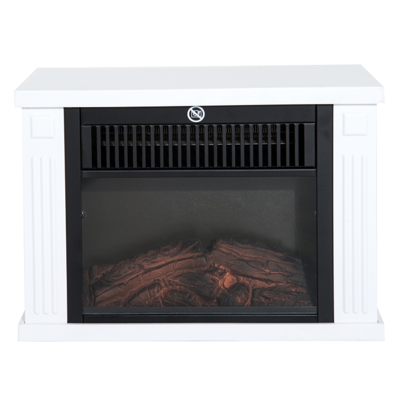 HomCom Lareira Eléctrica Portátil Aquecedor Termóstato Ajustável 600/1200W 34x17x25cm
