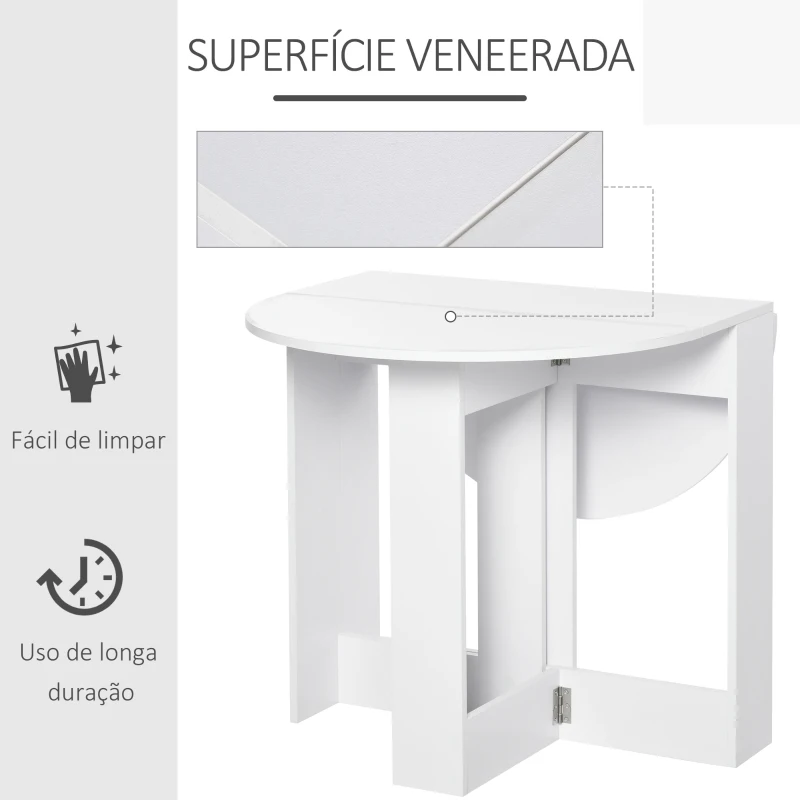 HOMCOM Mesa de Sala de Jantar Dobrável com 2 Laterais Mesa Auxiliar de Madeira para Cozinha Sala de Estar 104x76x73,7 cm Branca