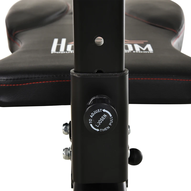 HOMCOM Banco de Abdominais Dobrável com Altura Ajustável 4 Ângulos Suporte para Pernas Ergonómico 44,5x143x84-92 cm Preto