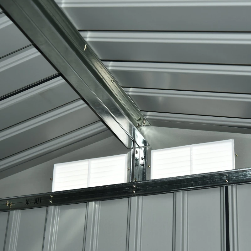 Outsunny Abrigo de Jardim 150x130x186 cm Abrigo de Exterior de Aço Galvanizado com Porta Corredeira e Ventilações para Armazenamento de Ferramentas Cinza