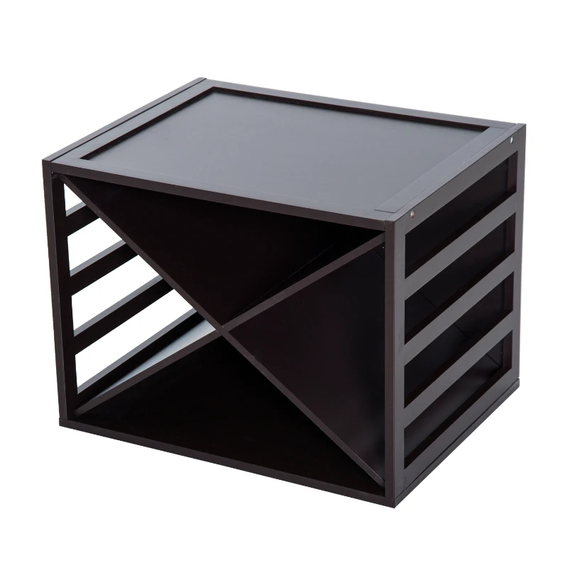 HomCom Garrafeira Madeira Estante de Vinho Forma X Creativo e Decorativo Empilhável para 16 Garrafas Castanho - 45x35x34.5cm