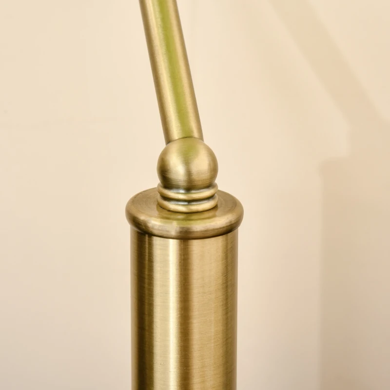 HOMCOM Candeeiro de Mesa Estilo Banqueiro com Interruptor de Corda e Ecrã de Cristal Candeeiro Decorativo de Metal para Dormitórios Sala de Estar 27,5x17,5x39cm Verde