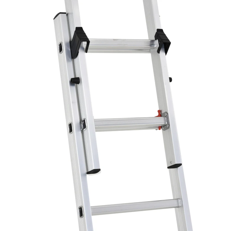 HOMCOM Escada dobrável de alumínio portátil 2 maneiras de usar o trilho de articulação 150kg de prata