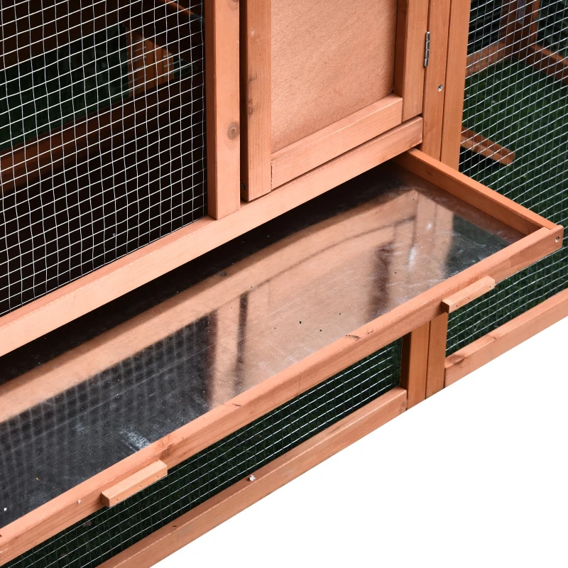 PawHut Casa para Coelhos de Madeira Coelheira para Exterior Teto de Tela de Asfáltica 144x64,5x100 cm Madeira