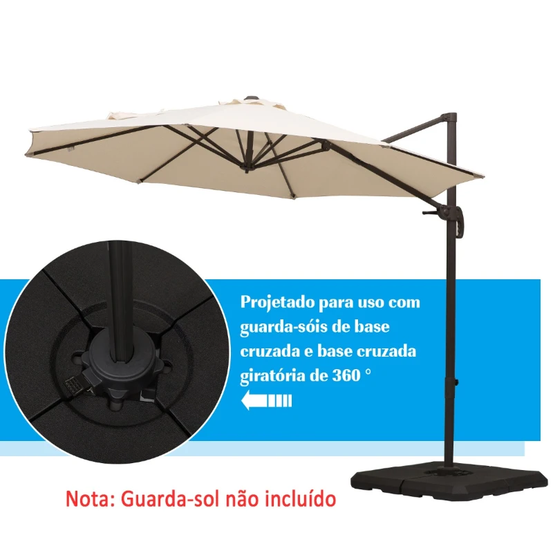 Outsunny Conjunto de 4 Pesos de Base para Chapéu de Sol Preenchível de 80 kg de Água ou 120 kg de Areia 100x100x9,5 cm Preto