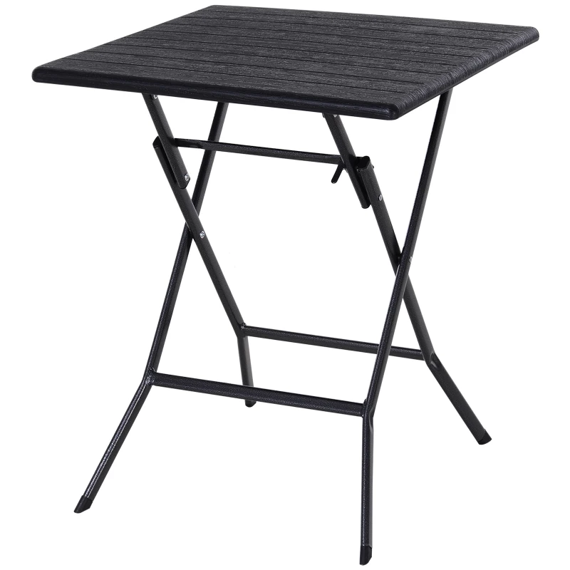 Outsunny Conjunto de Mesa e Cadeiras de Jardim Conjunto de Móveis de Exterior Dobráveis 61,6x61,6x74 cm e 57x44,5x81 cm  Preto