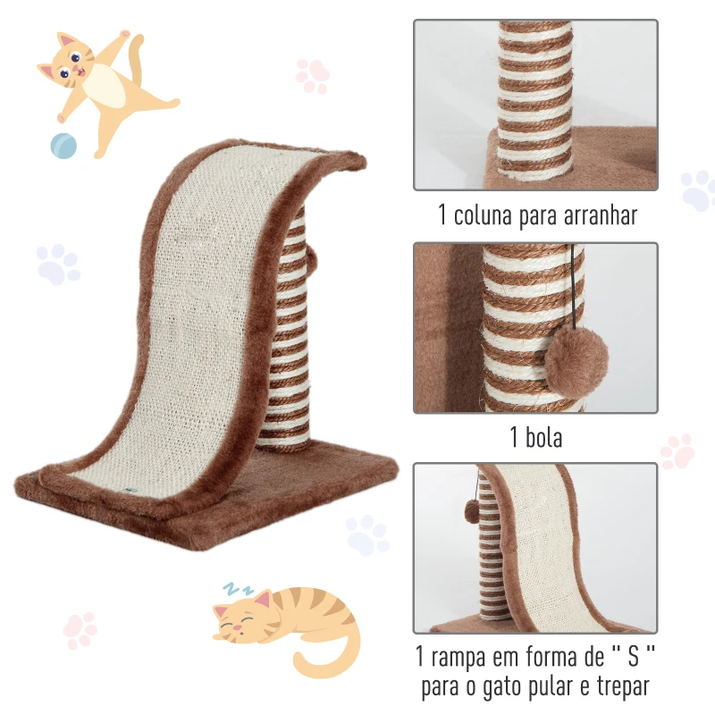 PawHut Árvore Arranhador para Gatos  Cor Castanho Claro e Creme – 35x 30x 39cm